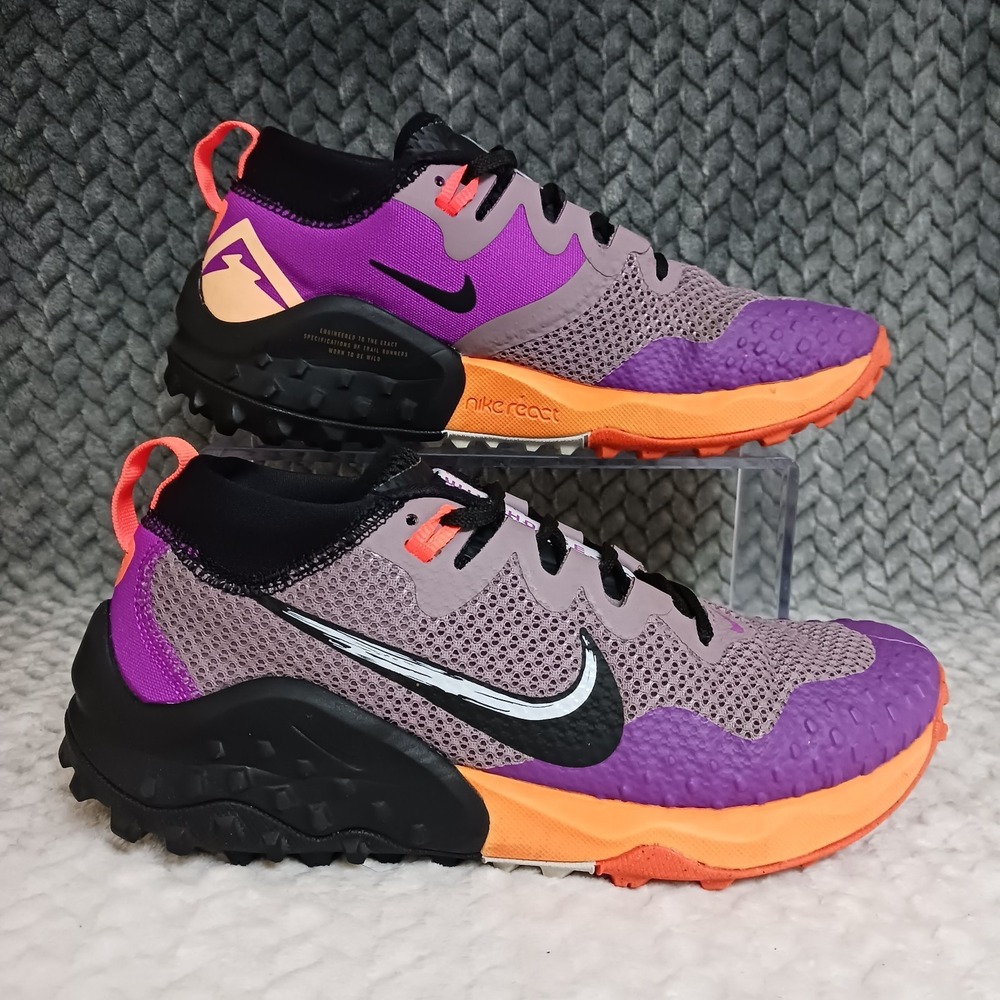 Nike Wildhorse 7 Purple Smoke Total Orange Women's Trail Running Shoes Size 7